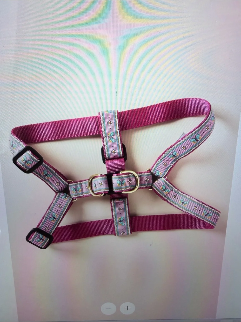 Pink Bistro Tile Dog Harness - Adjustable, size Medium